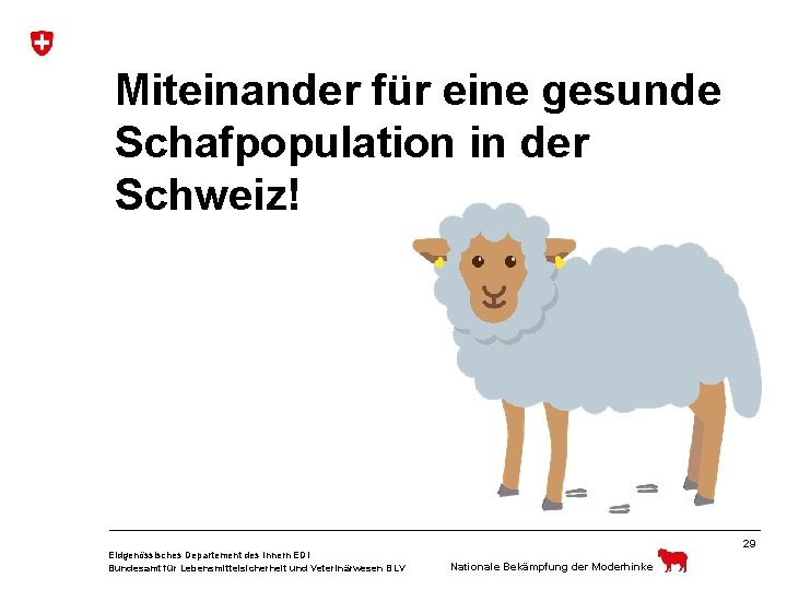 Miteinander für eine gesunde Schafpopulation in der Schweiz! 29 Eidgenössisches Departement des Innern EDI