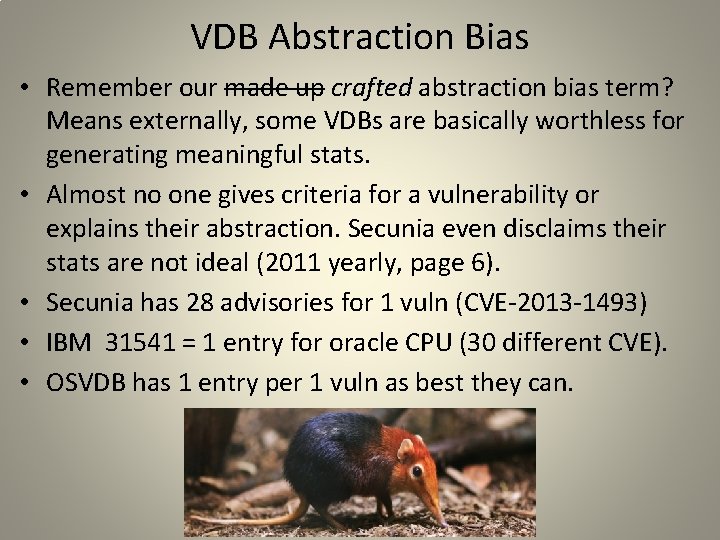 VDB Abstraction Bias • Remember our made up crafted abstraction bias term? Means externally,