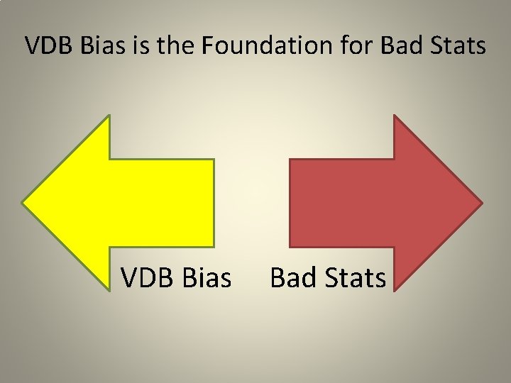 VDB Bias is the Foundation for Bad Stats VDB Bias Bad Stats 