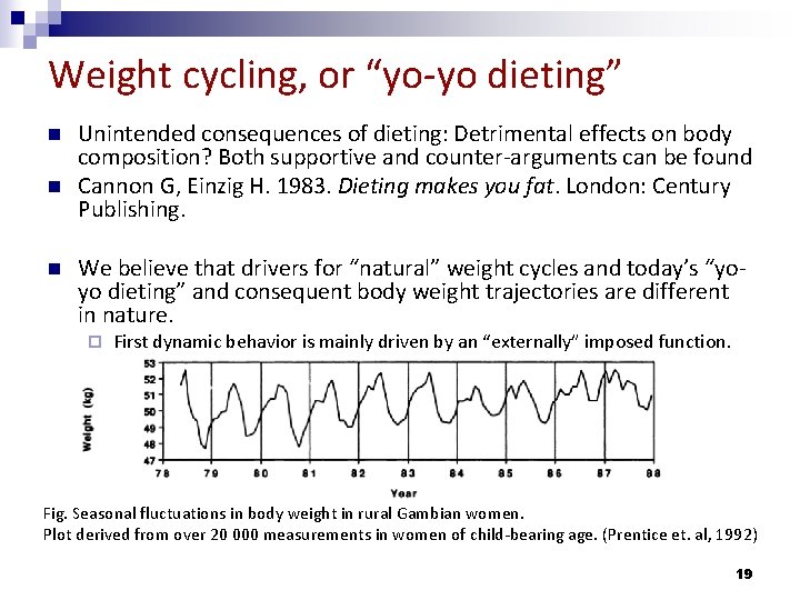 Weight cycling, or “yo-yo dieting” n n n Unintended consequences of dieting: Detrimental effects