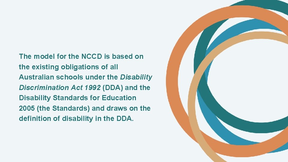The model for the NCCD is based on the existing obligations of all Australian