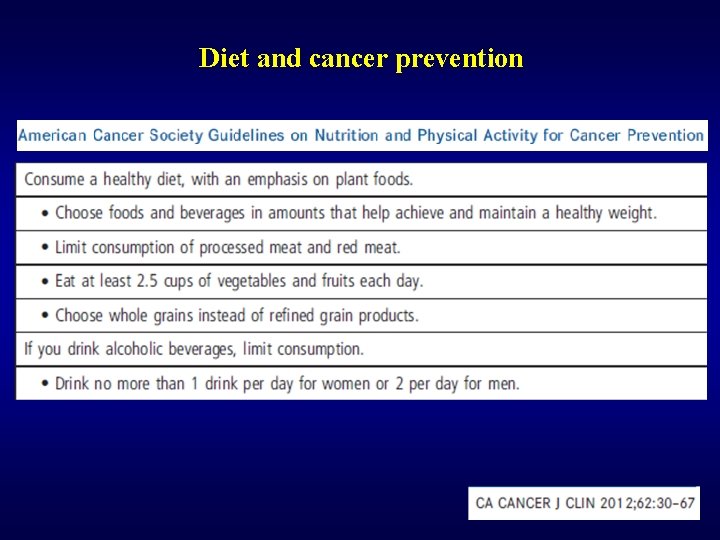 Diet and cancer prevention 