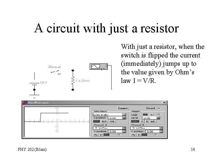 A circuit with just a resistor With just a resistor, when the switch is