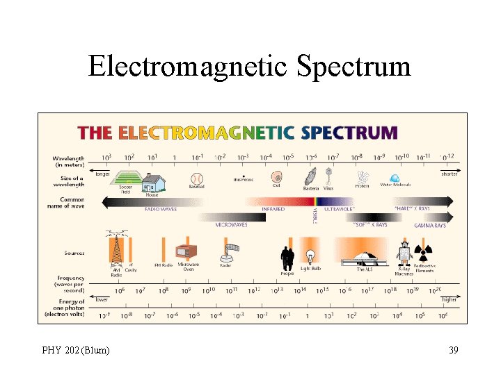 Electromagnetic Spectrum PHY 202 (Blum) 39 