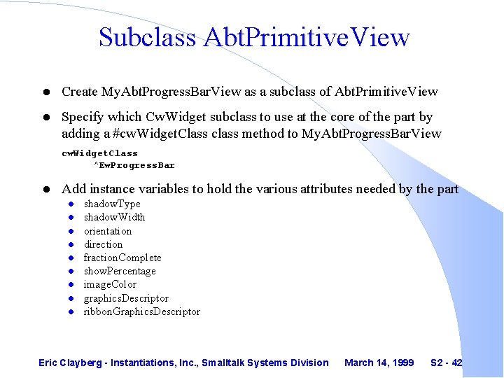 Subclass Abt. Primitive. View l Create My. Abt. Progress. Bar. View as a subclass