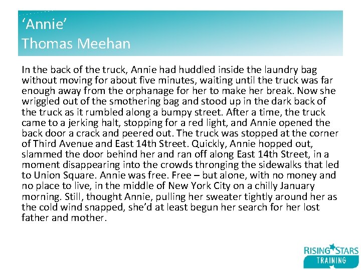 ‘Annie’ Thomas Meehan In the back of the truck, Annie had huddled inside the