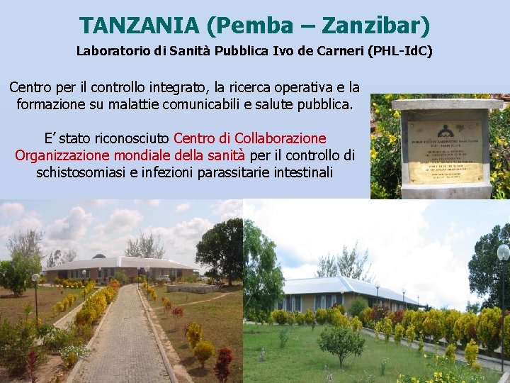 TANZANIA (Pemba – Zanzibar) Laboratorio di Sanità Pubblica Ivo de Carneri (PHL-Id. C) Centro