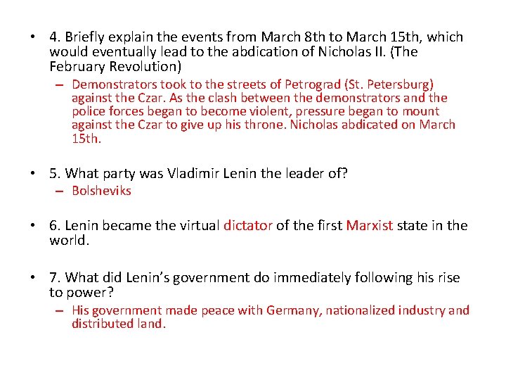  • 4. Briefly explain the events from March 8 th to March 15