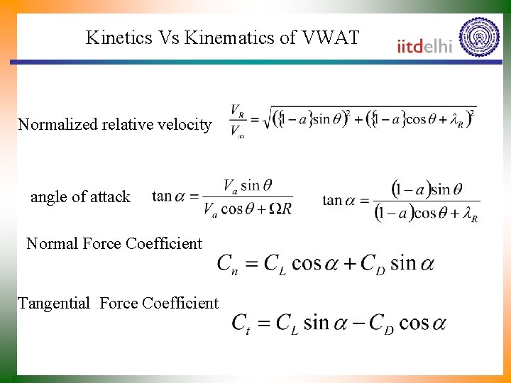 Kinetics Vs Kinematics of VWAT Normalized relative velocity angle of attack Normal Force Coefficient