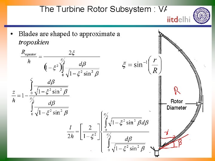 The Turbine Rotor Subsystem : VAWT • Blades are shaped to approximate a troposkien