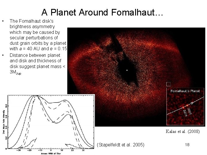A Planet Around Fomalhaut… • • The Fomalhaut disk’s brightness asymmetry which may be