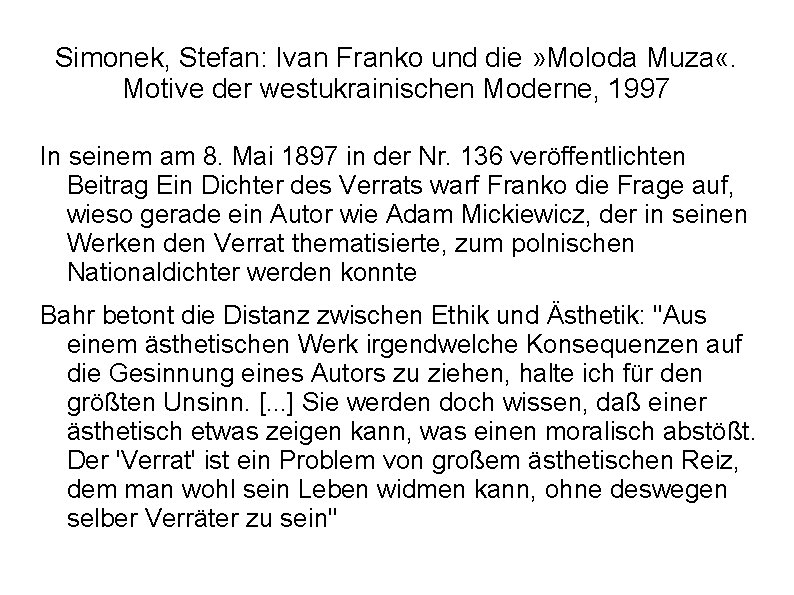 Simonek, Stefan: Ivan Franko und die » Moloda Muza «. Motive der westukrainischen Moderne,