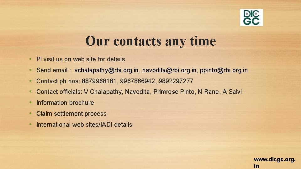 Our contacts any time • • Pl visit us on web site for details