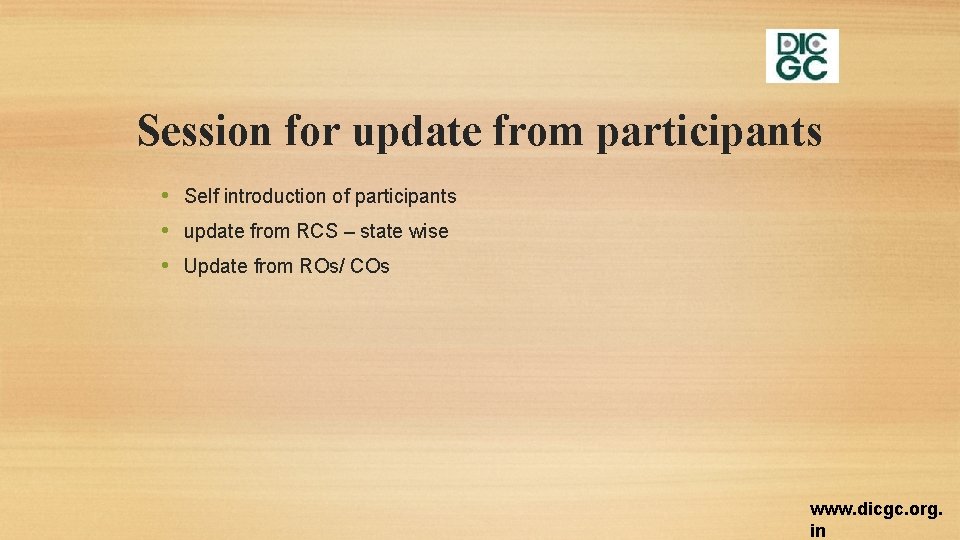 Session for update from participants • Self introduction of participants • update from RCS