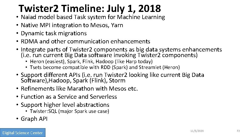  • • • Twister 2 Timeline: July 1, 2018 Naiad model based Task
