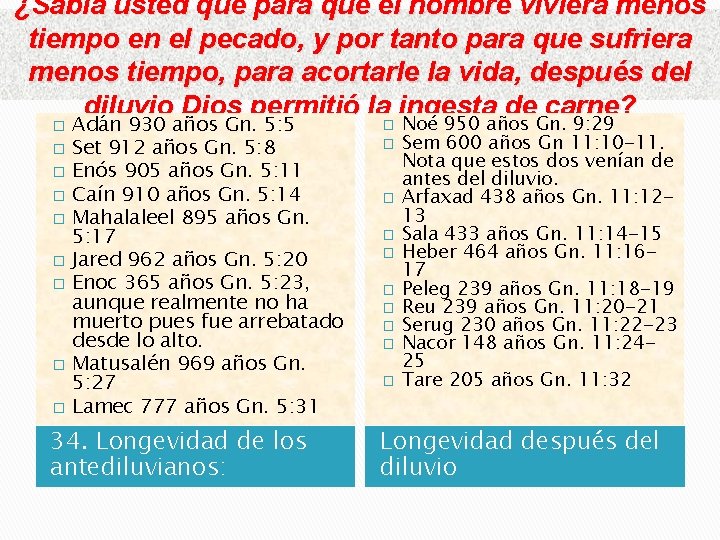 ¿Sabía usted que para que el hombre viviera menos tiempo en el pecado, y