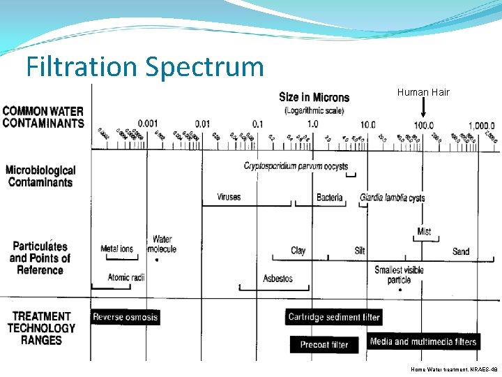 Filtration Spectrum Human Hair Home Water treatment, NRAES-48 