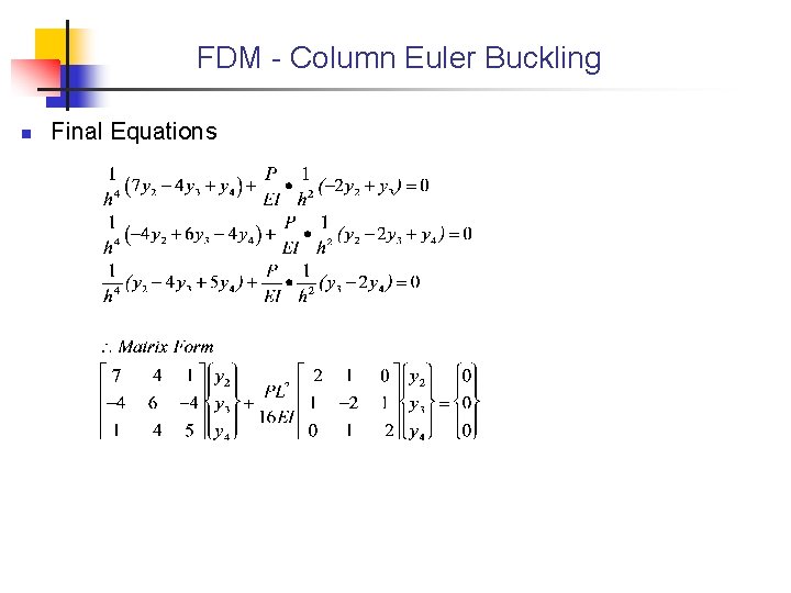 FDM - Column Euler Buckling n Final Equations 