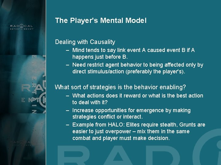 The Player's Mental Model Dealing with Causality – Mind tends to say link event