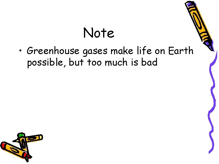 Note • Greenhouse gases make life on Earth possible, but too much is bad