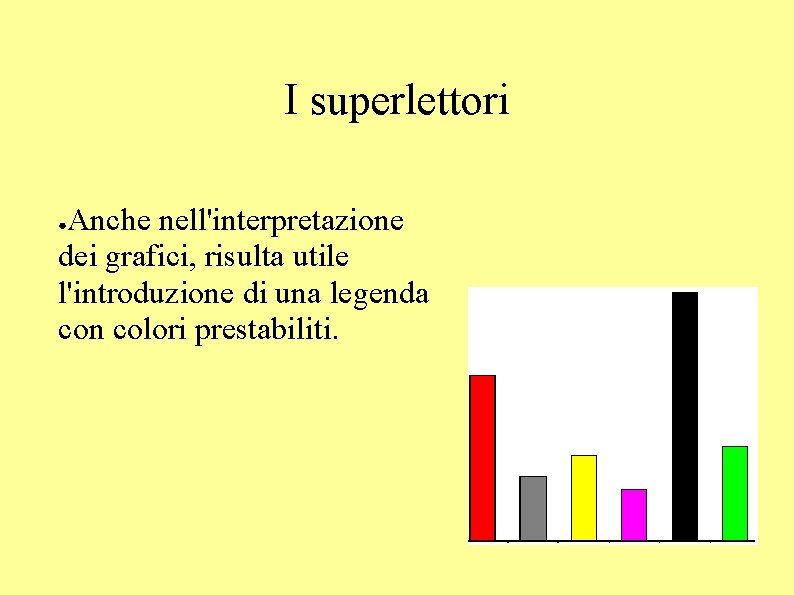 I superlettori Anche nell'interpretazione dei grafici, risulta utile l'introduzione di una legenda con colori