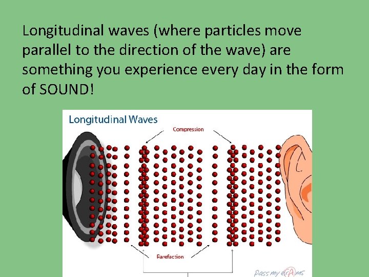 Longitudinal waves (where particles move parallel to the direction of the wave) are something