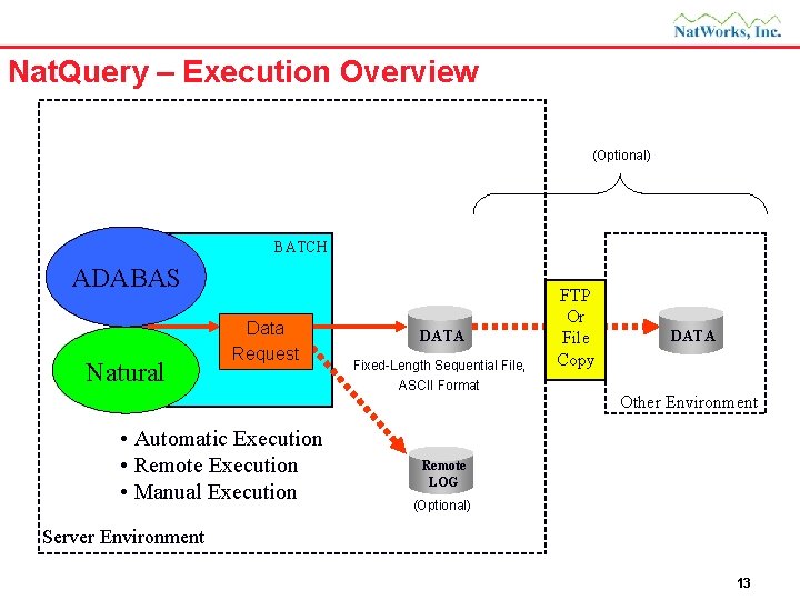 Nat. Query – Execution Overview (Optional) BATCH ADABAS Natural Data Request • Automatic Execution