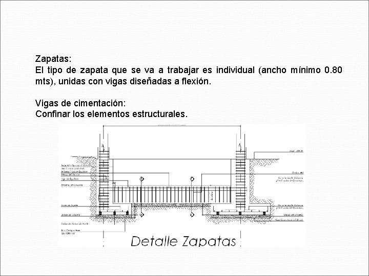 Zapatas: El tipo de zapata que se va a trabajar es individual (ancho mínimo