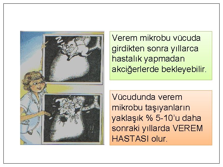 Verem mikrobu vücuda girdikten sonra yıllarca hastalık yapmadan akciğerlerde bekleyebilir. Vücudunda verem mikrobu taşıyanların
