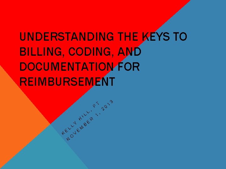 UNDERSTANDING THE KEYS TO BILLING, CODING, AND DOCUMENTATION FOR REIMBURSEMENT K E L N