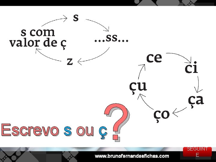 ? Escrevo s ou ç www. brunofernandesfichas. com SEGUINT E 