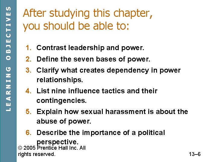 OBJECTIVES LEARNING After studying this chapter, you should be able to: 1. Contrast leadership