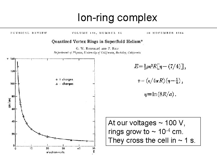 Ion-ring complex At our voltages ~ 100 V, rings grow to ~ 10 -4