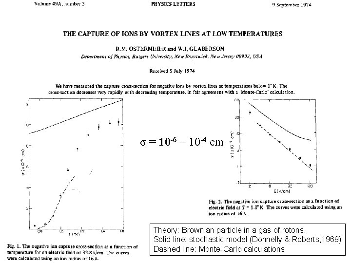 σ = 10 -6 – 10 -4 cm Theory: Brownian particle in a gas