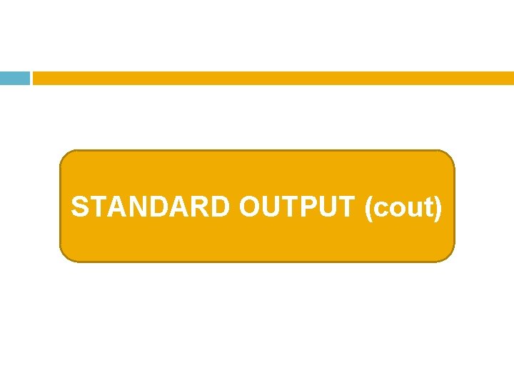 STANDARD OUTPUT (cout) 