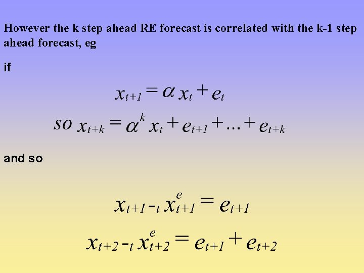 However the k step ahead RE forecast is correlated with the k-1 step ahead