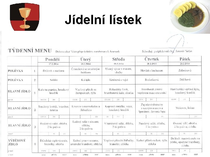 Jídelní lístek 