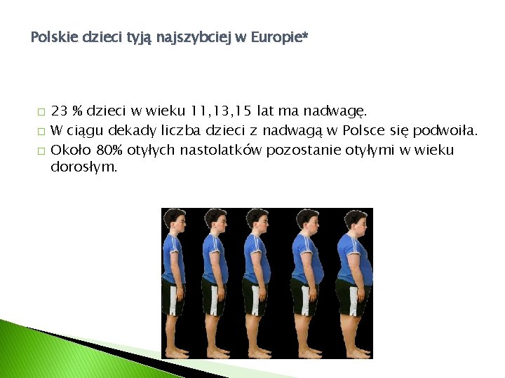 Polskie dzieci tyją najszybciej w Europie* � � � 23 % dzieci w wieku