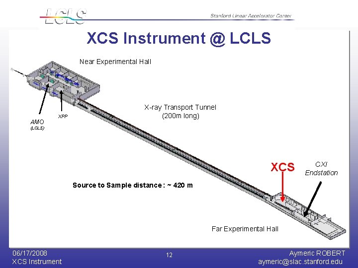 XCS Instrument @ LCLS Near Experimental Hall AMO XPP X-ray Transport Tunnel (200 m