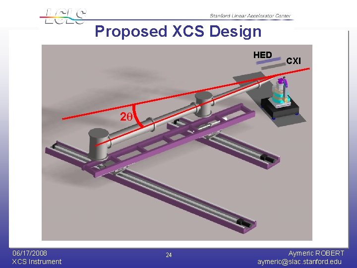 Proposed XCS Design HED CXI 2θ 06/17/2008 XCS Instrument 24 Aymeric ROBERT aymeric@slac. stanford.