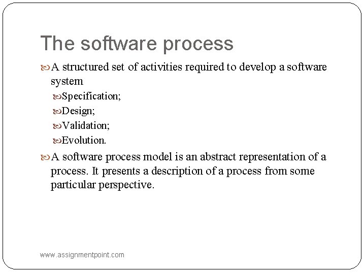 Presentation on Software Processes and Economics of Object