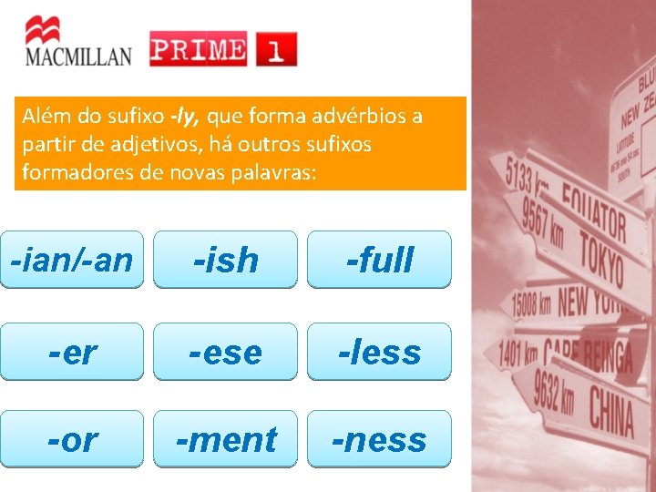 Além do sufixo -ly, que forma advérbios a partir de adjetivos, há outros sufixos