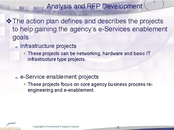 Analysis and RFP Development v The action plan defines and describes the projects to Analysis and RFP Development v The action plan defines and describes the projects to