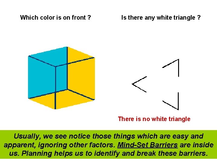 Which color is on front ? Is there any white triangle ? There is