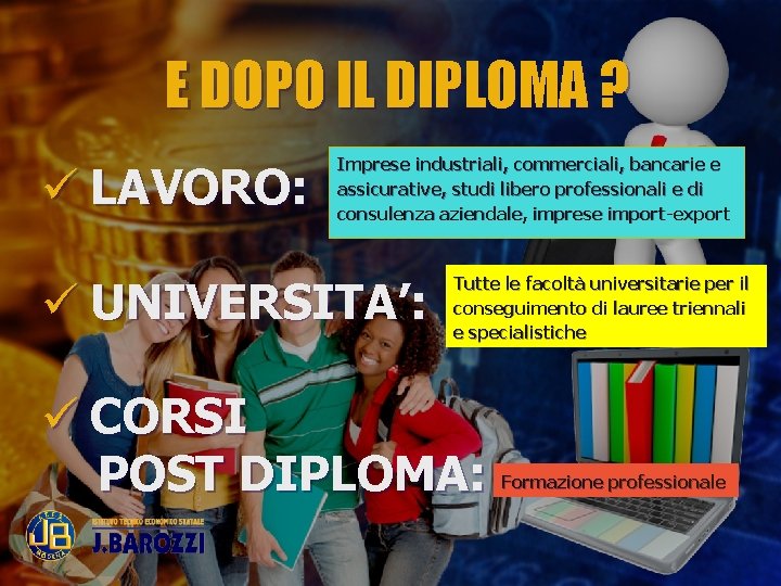 E DOPO IL DIPLOMA ? ü LAVORO: Imprese industriali, commerciali, bancarie e assicurative, studi