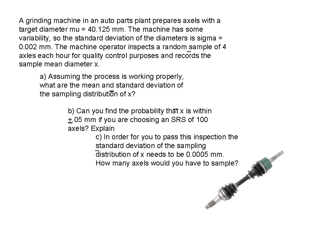 A grinding machine in an auto parts plant prepares axels with a target diameter