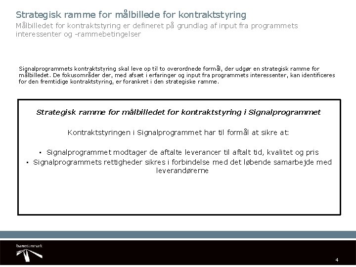 Strategisk ramme for målbillede for kontraktstyring Målbilledet for kontraktstyring er defineret på grundlag af