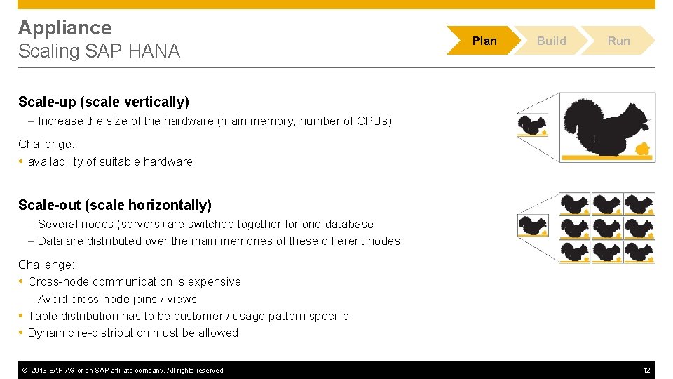 Appliance Scaling SAP HANA Plan Build Run Scale-up (scale vertically) – Increase the size
