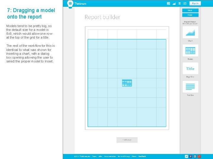 7: Dragging a model onto the report Models tend to be pretty big, so