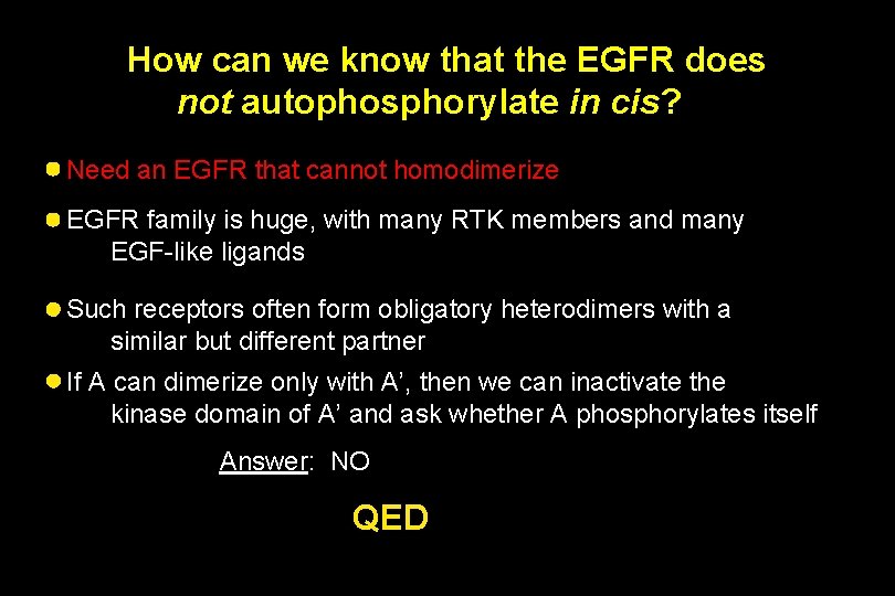 How can we know that the EGFR does not autophosphorylate in cis? Need an